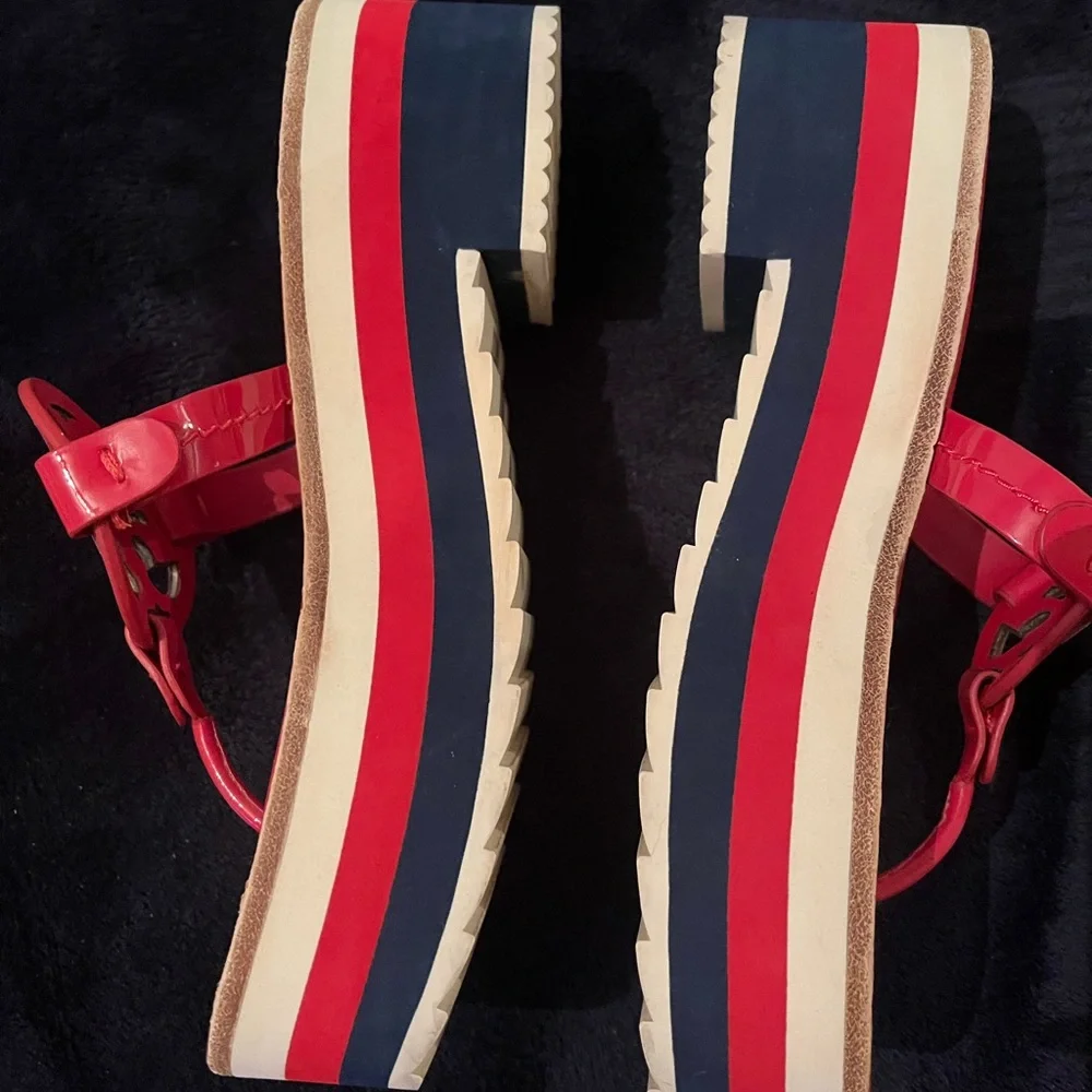 Tory Burch Red Miller Logo Thong Sandals